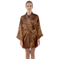 Aged Leather Long Sleeve Satin Kimono