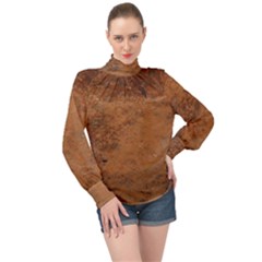 Aged Leather High Neck Long Sleeve Chiffon Top by skindeep