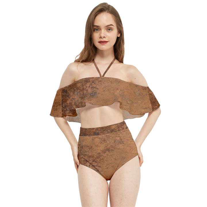 Aged Leather Halter Flowy Bikini Set 