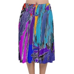 Waterfalls Velvet Flared Midi Skirt