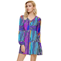 Waterfalls Tiered Long Sleeve Mini Dress