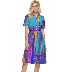 Waterfalls Button Top Knee Length Dress