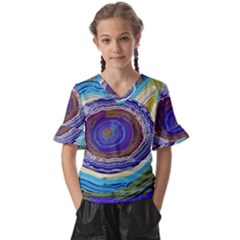 Swirls Kids  V-neck Horn Sleeve Blouse