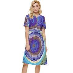 Swirls Button Top Knee Length Dress