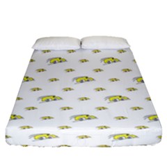 Cartoon Funny Weird Car Motif Pattern Fitted Sheet (queen Size) by dflcprintsclothing