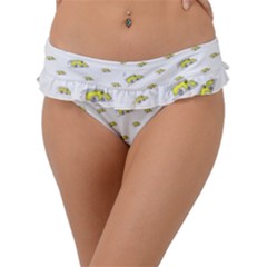 Cartoon Funny Weird Car Motif Pattern Frill Bikini Bottom by dflcprintsclothing