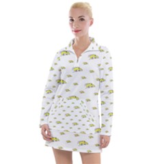 Cartoon Funny Weird Car Motif Pattern Women s Long Sleeve Casual Dress