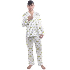 Cartoon Funny Weird Car Motif Pattern Men s Long Sleeve Satin Pajamas Set