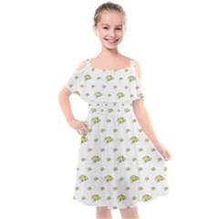 Cartoon Funny Weird Car Motif Pattern Kids  Cut Out Shoulders Chiffon Dress by dflcprintsclothing