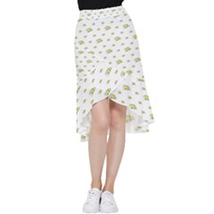 Cartoon Funny Weird Car Motif Pattern Frill Hi Low Chiffon Skirt