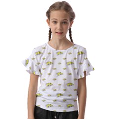 Cartoon Funny Weird Car Motif Pattern Kids  Cut Out Flutter Sleeves