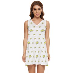 Cartoon Funny Weird Car Motif Pattern Tiered Sleeveless Mini Dress