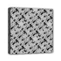 8 bit newspaper pattern, gazette collage black and white Mini Canvas 6  x 6  (Stretched) View1