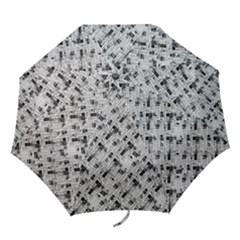 8 bit newspaper pattern, gazette collage black and white Folding Umbrellas