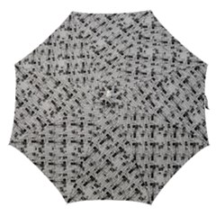 8 bit newspaper pattern, gazette collage black and white Straight Umbrellas