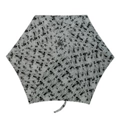 8 bit newspaper pattern, gazette collage black and white Mini Folding Umbrellas