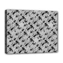 8 bit newspaper pattern, gazette collage black and white Deluxe Canvas 20  x 16  (Stretched) View1