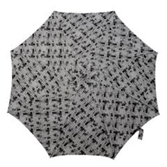 8 bit newspaper pattern, gazette collage black and white Hook Handle Umbrellas (Medium)