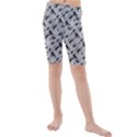 8 bit newspaper pattern, gazette collage black and white Kids  Mid Length Swim Shorts View1