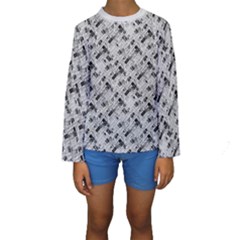 8 bit newspaper pattern, gazette collage black and white Kids  Long Sleeve Swimwear