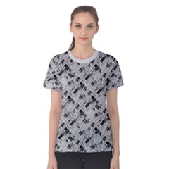 8 bit newspaper pattern, gazette collage black and white Women s Cotton Tee