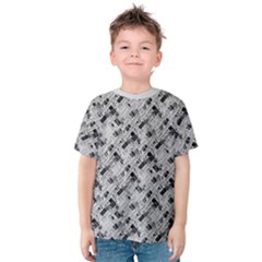 8 bit newspaper pattern, gazette collage black and white Kids  Cotton Tee