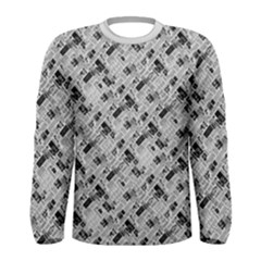 8 bit newspaper pattern, gazette collage black and white Men s Long Sleeve Tee