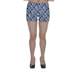 8 bit newspaper pattern, gazette collage black and white Skinny Shorts