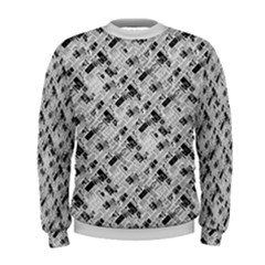 8 bit newspaper pattern, gazette collage black and white Men s Sweatshirt