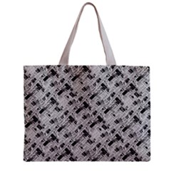 8 bit newspaper pattern, gazette collage black and white Zipper Mini Tote Bag