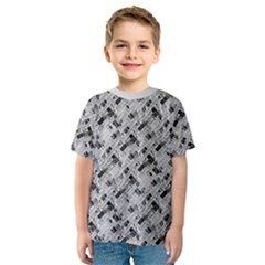 8 bit newspaper pattern, gazette collage black and white Kids  Sport Mesh Tee