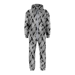 8 bit newspaper pattern, gazette collage black and white Hooded Jumpsuit (Kids)