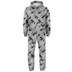 8 bit newspaper pattern, gazette collage black and white Hooded Jumpsuit (Men) 