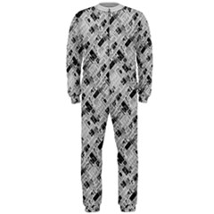 8 bit newspaper pattern, gazette collage black and white OnePiece Jumpsuit (Men) 