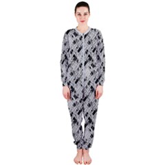 8 bit newspaper pattern, gazette collage black and white OnePiece Jumpsuit (Ladies) 