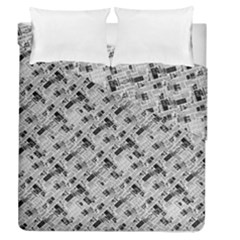 8 Bit Newspaper Pattern, Gazette Collage Black And White Duvet Cover Double Side (queen Size) by Casemiro