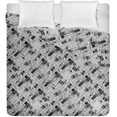 8 bit newspaper pattern, gazette collage black and white Duvet Cover Double Side (King Size)