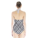 8 bit newspaper pattern, gazette collage black and white Halter Swimsuit View2