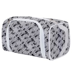 8 bit newspaper pattern, gazette collage black and white Toiletries Pouch