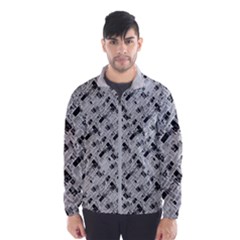 8 bit newspaper pattern, gazette collage black and white Men s Windbreaker