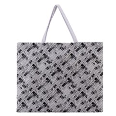 8 bit newspaper pattern, gazette collage black and white Zipper Large Tote Bag