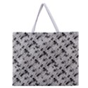 8 bit newspaper pattern, gazette collage black and white Zipper Large Tote Bag View1