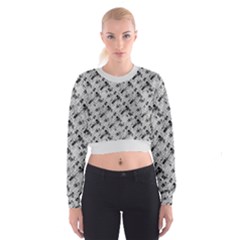 8 bit newspaper pattern, gazette collage black and white Cropped Sweatshirt