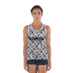 8 Bit Newspaper Pattern, Gazette Collage Black And White Sport Tank Top  by Casemiro