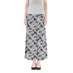 8 bit newspaper pattern, gazette collage black and white Full Length Maxi Skirt