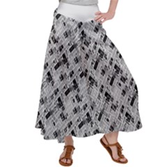 8 bit newspaper pattern, gazette collage black and white Satin Palazzo Pants