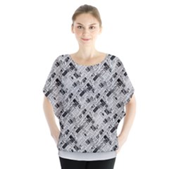 8 bit newspaper pattern, gazette collage black and white Batwing Chiffon Blouse