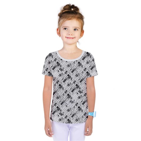 8 Bit Newspaper Pattern, Gazette Collage Black And White Kids  One Piece Tee by Casemiro