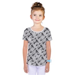 8 bit newspaper pattern, gazette collage black and white Kids  One Piece Tee