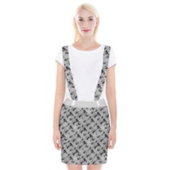 8 bit newspaper pattern, gazette collage black and white Braces Suspender Skirt